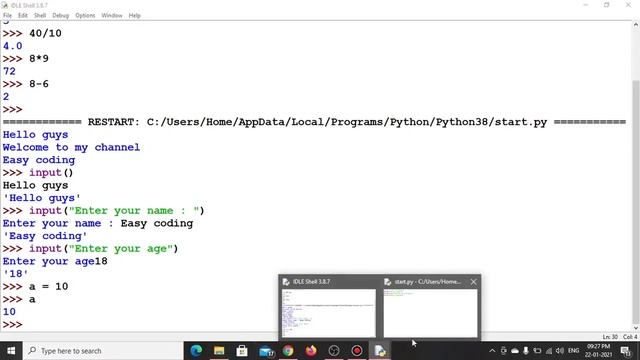 Writing our first program in Python || print , input , type commands смотреть онлайн
