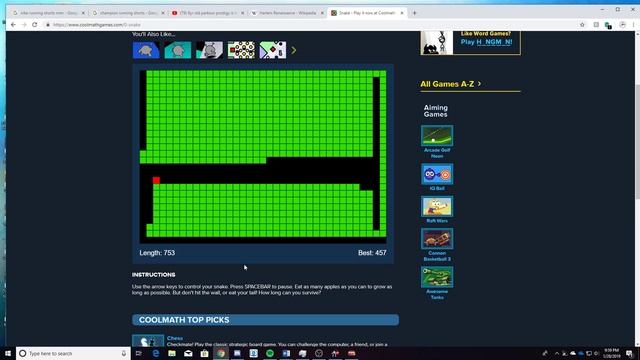 Snake World Record | Cool Math Games | Perfect Game (973 length) | Raw Footage смотреть онлайн