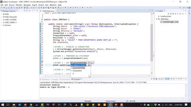 JAVA/JDBC : 14 - PreparedStatement - Exemple SELECT смотреть онлайн
