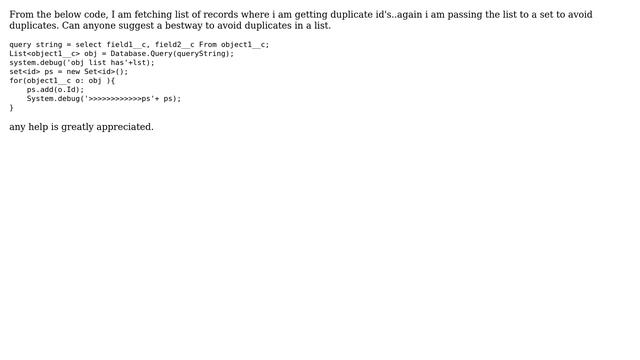 Salesforce: How to remove duplicates in a list? смотреть онлайн