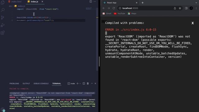 Compiled with problem React js error смотреть онлайн