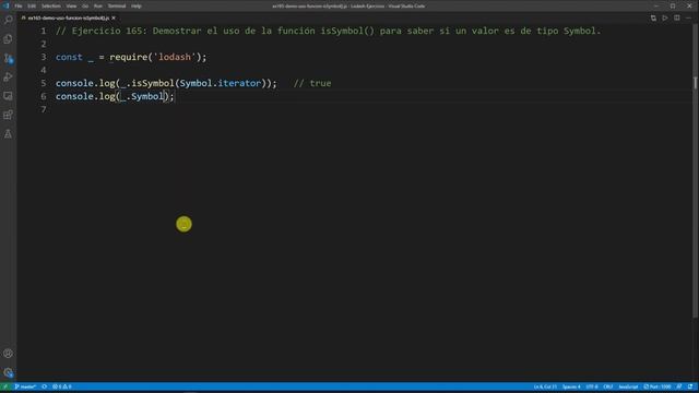 Lodash Ejercicio: 165 Demostrar Uso Función isSymbol() para Saber Si un Valor es de Tipo Symbol смотреть онлайн