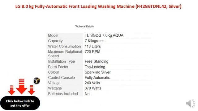LG 8.0 kg Fully-Automatic Front Loading Washing Machine (FH2G6TDNL42, Silver) смотреть онлайн