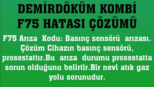 Demirdöküm Kombi F75 Hatası Nasıl Giderilir? смотреть онлайн