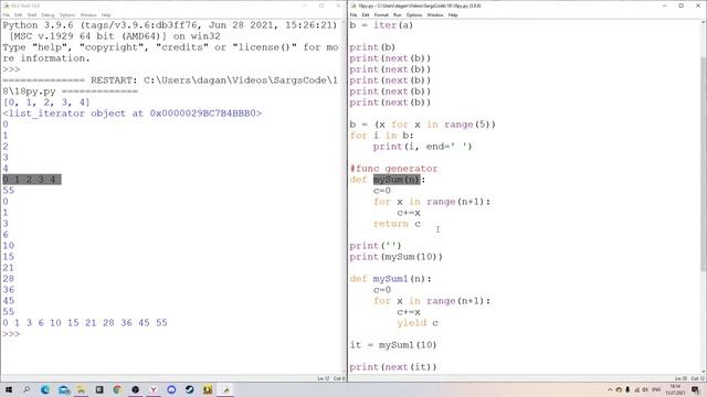 Python за 1 минуту #18: Итераторы, функции-генераторы, оператор yield смотреть онлайн