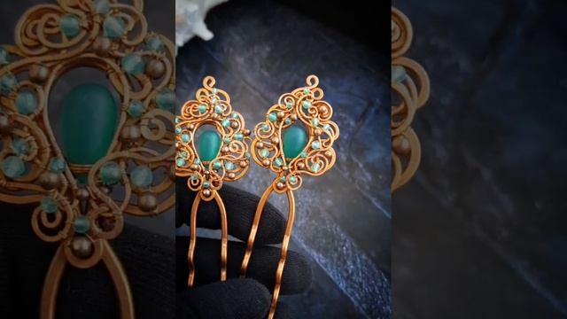 Шпильки для волос с халцедоном медные "Greenwood" смотреть онлайн