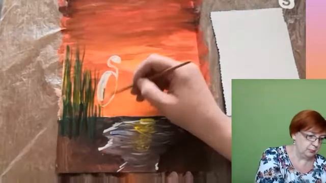 Рисуем с Ириной Ивановой Журавля на закате смотреть онлайн