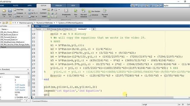 8.6| Fifth Order Runge Kutta (RKF45) for Solving System of Differential Equations using MATLAB смотреть онлайн