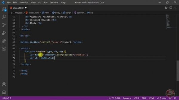 How to convert HTML table to CSV/Excel with Javascript