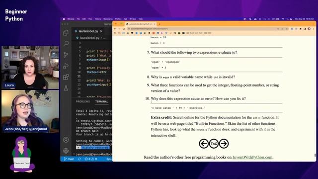 Learning Python Series with Teach Jenn Tech & Laura Langdon смотреть онлайн