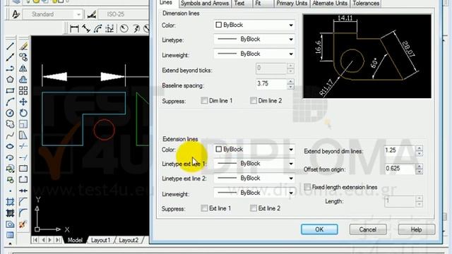AutoCad - Dimension lines, Extension lines смотреть онлайн