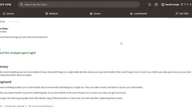 ORACLE Databases for Developers: Foundations: Module 3 Week 3 Quiz 1-4 solution (DEV GYM) смотреть онлайн