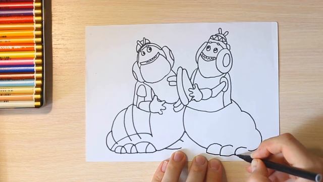 Как нарисовать гусениц! Вупсень и Пупсень! Лунтик! | How To Draw Tracks оf Vupsen And Pupsen