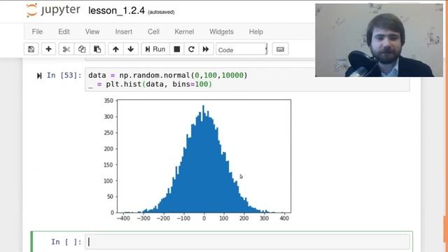 Гистограммы в matplotlib и генераторы случайных чисел в numpy. смотреть онлайн