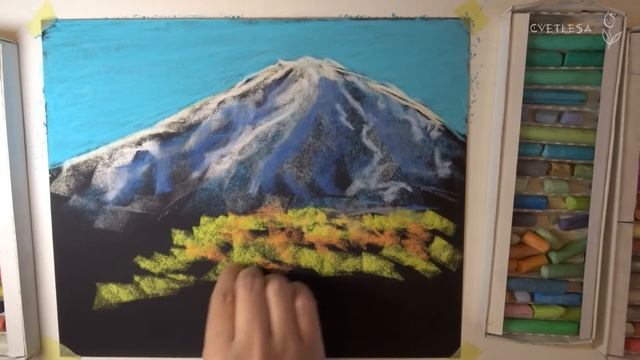 МК осенний лес под горой сухой пастелью | Петербургская пастель Спектр | Pastel смотреть онлайн