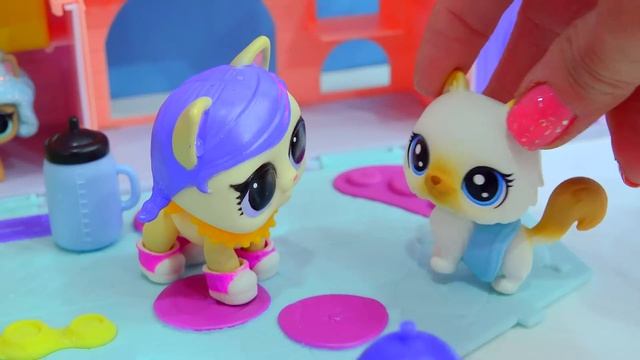 LOL Surprise Pets Stay At Littlest Pet Shop Cat Hotel - Toy Video Cookie Swirl C смотреть онлайн