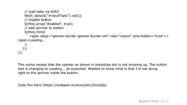 jQuery : Bootstrap 4 Loading Spinner in button смотреть онлайн