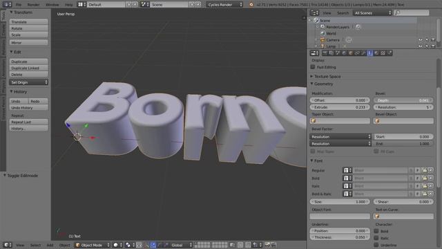 Blender 2.7 Tutorial #9 : Adding 3D Text #b3d