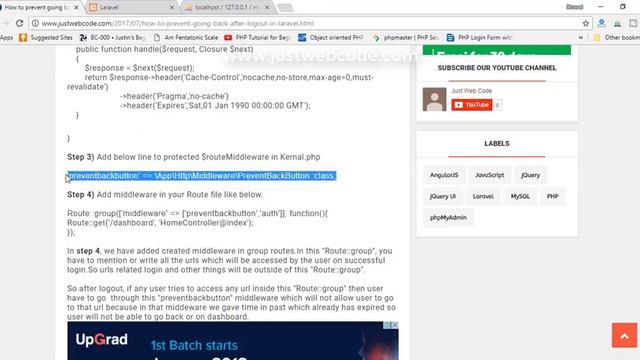 How to prevent going back after logout in laravel (Step by Step Guide) смотреть онлайн