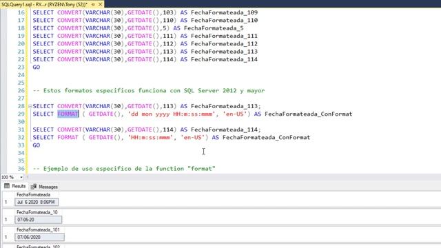 Formatear fechas con SQL - SQL Server смотреть онлайн