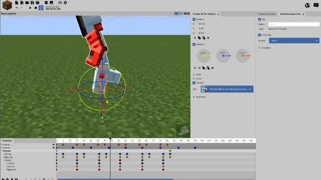 MineImator. Анимация Нормального Бега.