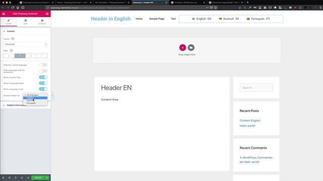 Elementor Language Switcher Widget for Polylang - WordPress multingual смотреть онлайн