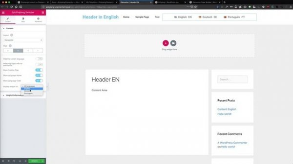 Elementor Language Switcher Widget for Polylang - WordPress multingual