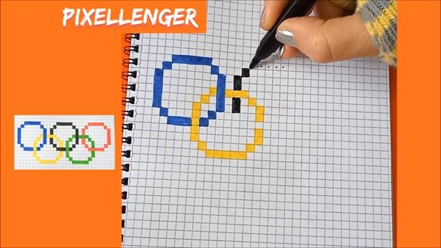 Символ Олимпиады Кольца Как рисовать по клеткам Простые рисунки How to Draw Olimpic Rings Pixel Art смотреть онлайн