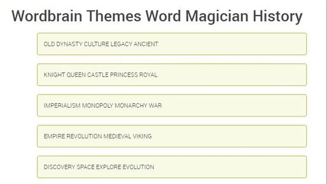 WordBrain Themes | Word Magician History Answers смотреть онлайн