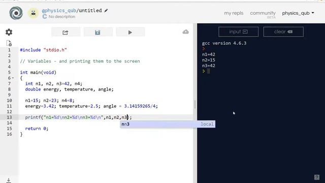 Introduction to Programming in C - part 3 - int and double variables - printing variables to screen смотреть онлайн