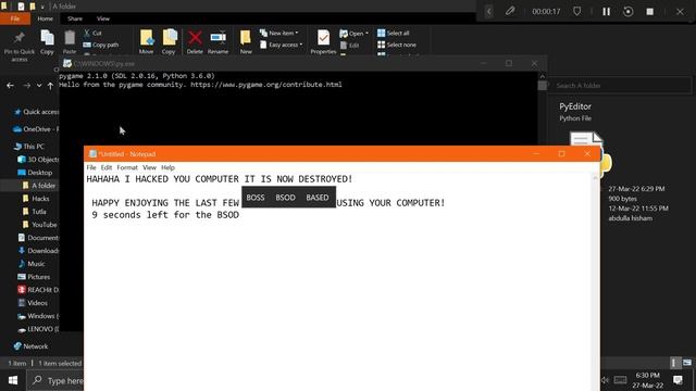 April Fool's Day FAKE Virus (BSOD) using Python - Trailer смотреть онлайн