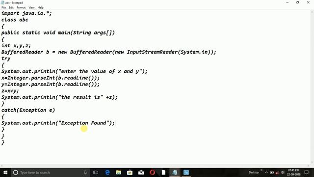 how to add two no. in java using buffered reader class (Exception handling try catch)#somitech #jav смотреть онлайн