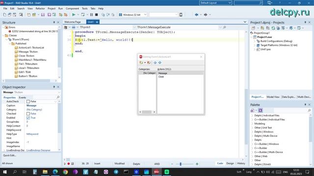 ActionList Delphi. Embarcadero.