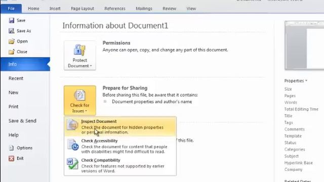 How to Remove Document Properties in Microsoft Word 2010 смотреть онлайн