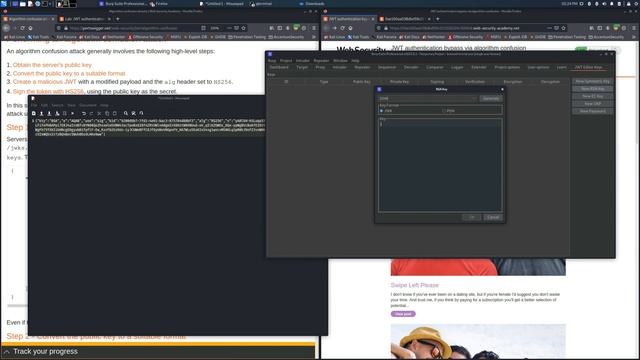 JSON Web Token Attacks: LAB #7 - JWT Authentication Bypass Via Algorithm Confusing смотреть онлайн