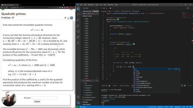#27: Quadratic Primes - Project Euler смотреть онлайн