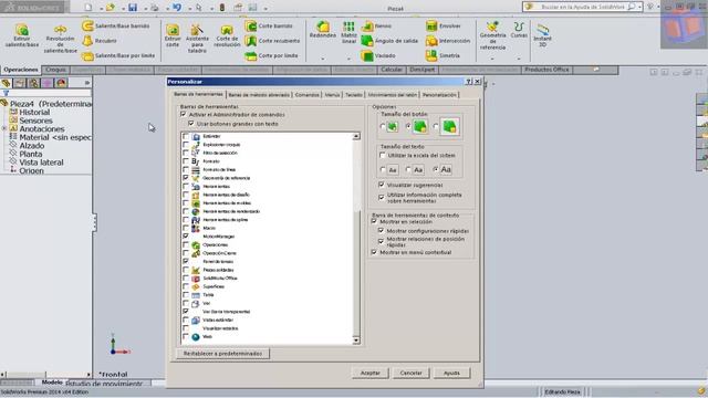 Barras de herramientas y botones en Solidworks 2014 смотреть онлайн