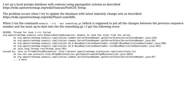 GIS: Updating pgsnapshot database with osmosis - unable to read state from the server смотреть онлайн