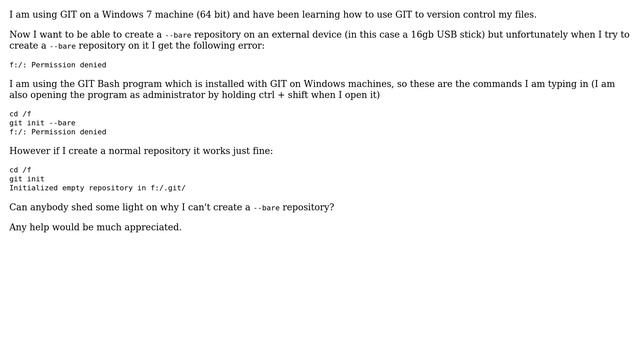 git init --bare permission denied on 16gb USB stick смотреть онлайн