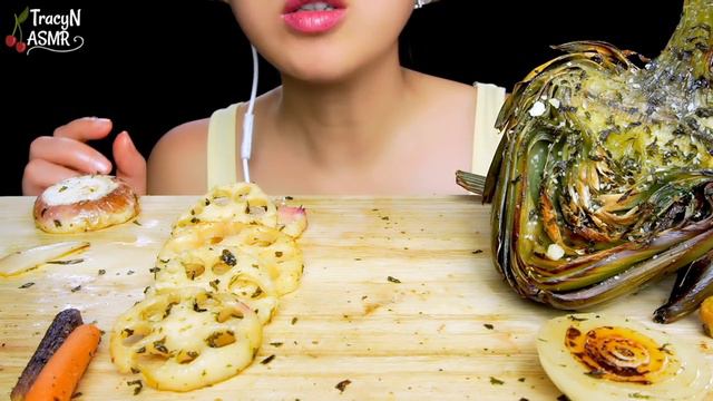 ROASTED VEGGIES ASMR ( ACRON SQUASH, TOMATILLO) + ROASTED PARMESAN CHEESE ARTICHOKE | TracyN ASMR смотреть онлайн