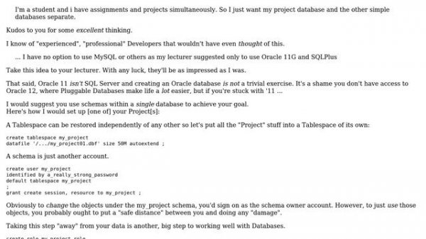 Databases: Creating two databases in Oracle 11g (2 Solutions!!)