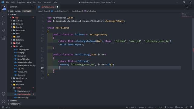 Create a forum with Laravel 8 | Create follows pivot table, traits, route, and controller | Part 75 смотреть онлайн