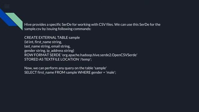 How will you consume this CSV file into the Hive warehouse using built SerDe? смотреть онлайн