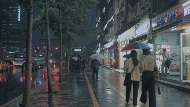 4K SEOUL WALK - Rainy Yeouido Evening / Ambience Sound ASMR