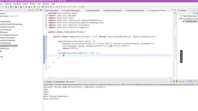 Java program using CompletableFuture SupplyAsync and thenAccept on Thread | Java смотреть онлайн