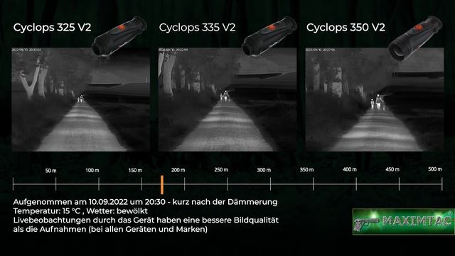 ThermTec Cyclops 325 Vs Cyclops 335 Vs Cyclops 350 V2 Wärmebildkamera  Sehfeld-Breite Vergleich Tes
