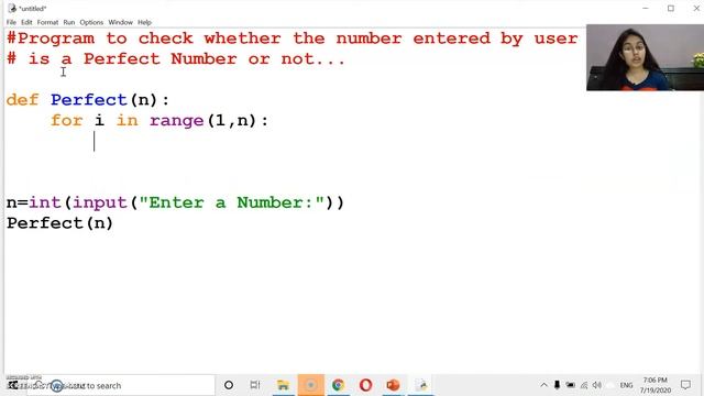 PROGRAM TO CHECK WHETHER THE NUMBER IS PERFECT NUMBER OR NOT | PYTHON PROGRAM |USER DEFINED FUNCTIO смотреть онлайн