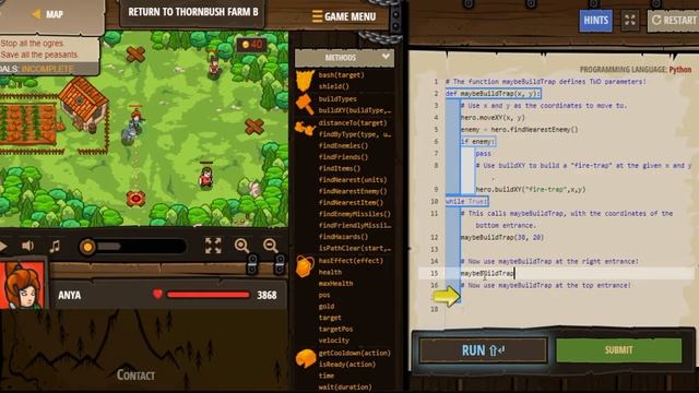 CodeCombat.Python. Return to thornbush farm B смотреть онлайн