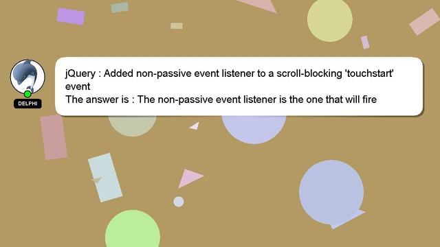 jQuery : Added non-passive event listener to a scroll-blocking 'touchstart' event смотреть онлайн