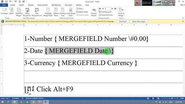 Format Number Date Currency in Ms Word With Mail Merge from Excel смотреть онлайн